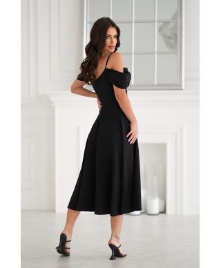 Abito midi elegante in Raso - Scollo Morbido - Manichette cadenti