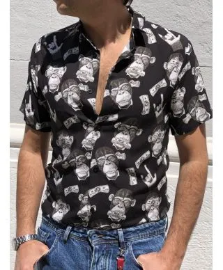 Camicia uomo fantasia - Maniche corte - Slim