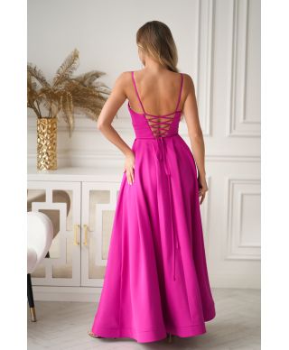 Vestito lungo elegante fucsia con gonna ampia – Ravenna