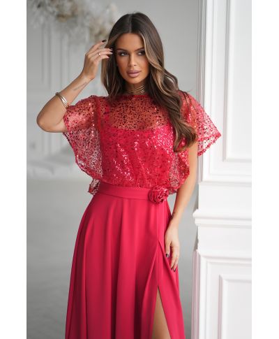 Vestito lungo elegante Rosso - ELEONORA