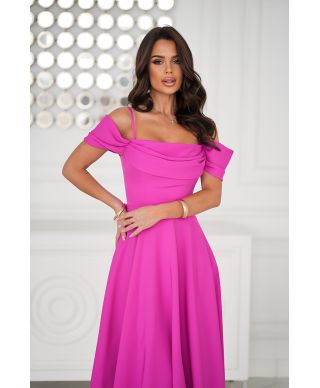 Abito midi elegante in Raso - Scollo Morbido e Spalline scorrevoli