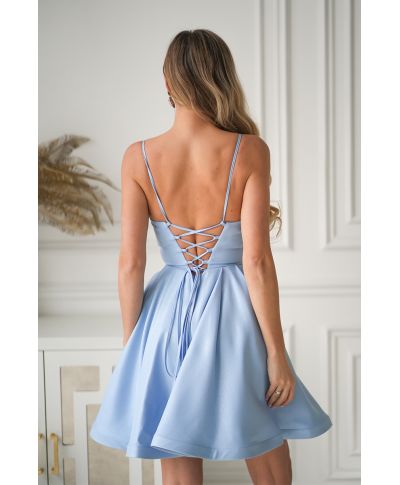Abito azzurro - Allacciatura corsetto - Eleganza femminile - Sofia