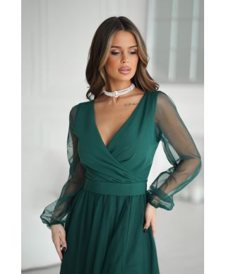 Vestito lungo con maniche lunghe in tulle