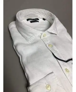 Camicia di lino, bianca - Collo classico - Key Jey