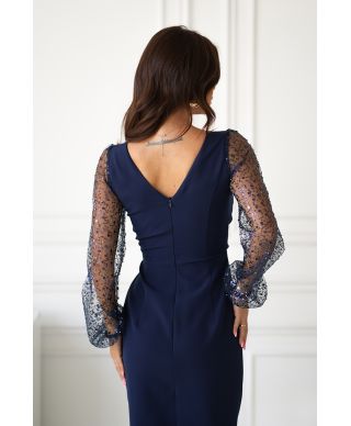 Vestito elegante con maniche lunghe, blu - Scarlet