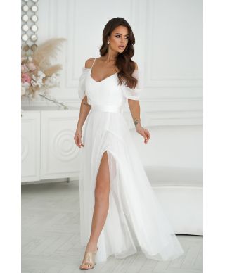 Vestito lungo elegante - In tulle – Bianco