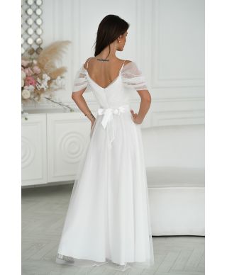 Vestito lungo elegante - In tulle – Bianco