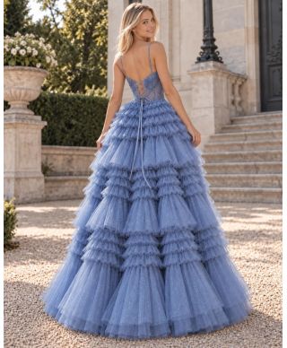 Abito da cerimonia azzurro con gonna ampia - Thalea - Abiti da diciottesimo compleanno - Gogolfun.it