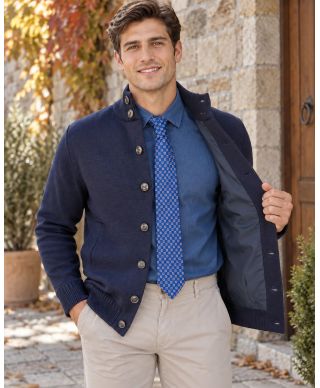 Cardigan uomo blu con fodera - Hugo
