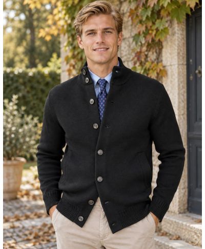 Cardigan uomo con bottoni, nero - Hugo
