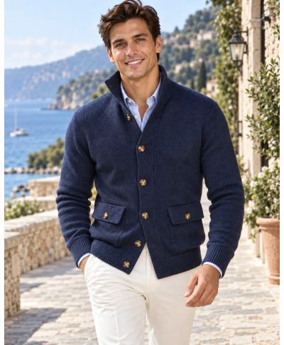 Cardigan uomo blu - Hughetto