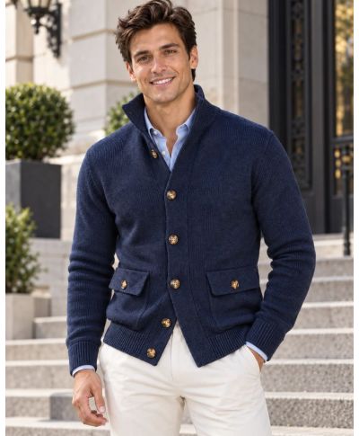 Cardigan uomo blu - Hughetto