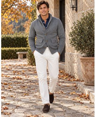 Cardigan uomo grigio con bottoni - Hughetto