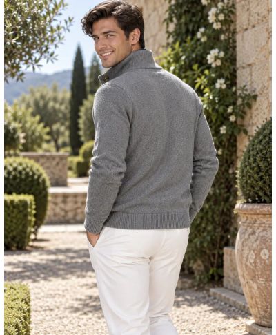 Cardigan uomo grigio con bottoni - Hughetto - Cardigan da ufficio - Gogolfun.it