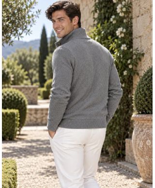 Cardigan uomo grigio con bottoni - Hughetto