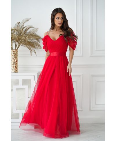 Vestito lungo elegante - In tulle – Rosso