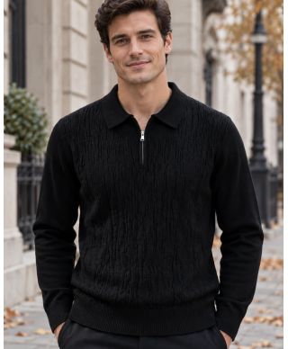 Polo uomo Particolare, zip - Tessuto lavorato