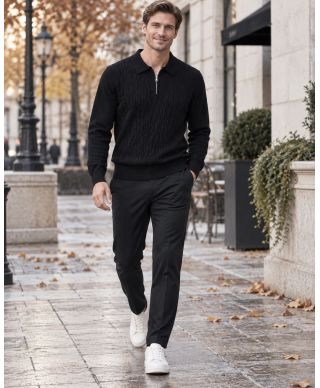 Polo uomo Particolare, zip - Tessuto lavorato