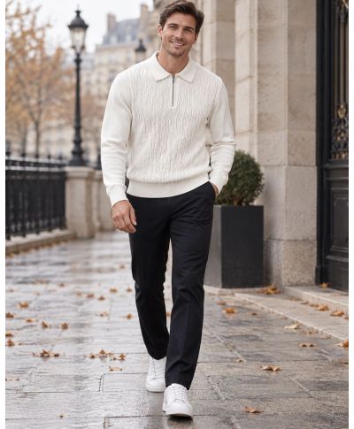 Polo uomo Particolare, zip - Tessuto lavorato