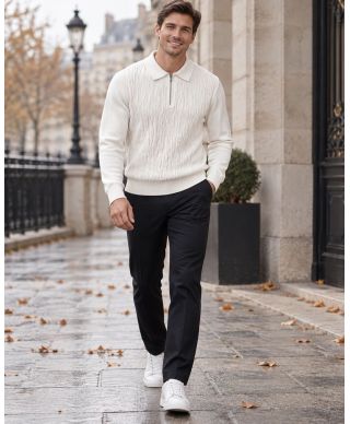 Polo uomo Particolare, zip - Tessuto lavorato