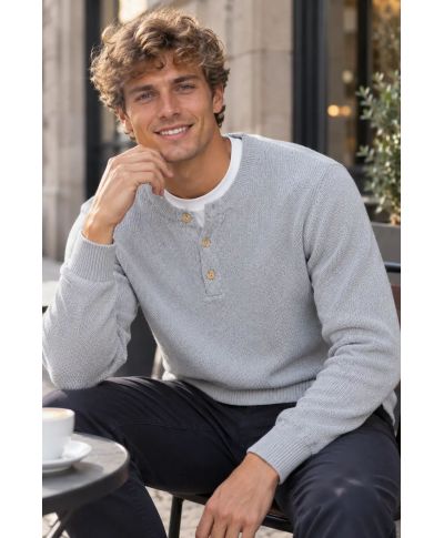 Maglione uomo beige,  collo serafino - Maglioni uomo invernali - Gogolfun.it