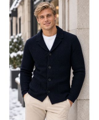 Cardigan uomo monopetto, autunno inverno - Colore blu