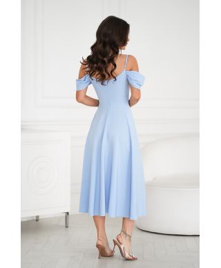 Abito midi elegante in Raso - Scollo Morbido e Spalline scorrevoli