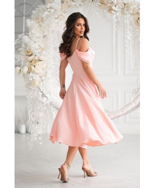 Abito midi elegante in Raso - Scollo Morbido e Spalline scorrevoli