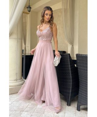 Abito da cerimonia, Lungo - Corsetto – Rosa antico