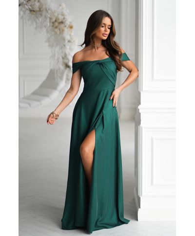 Vestito lungo verde elegante - Spacco laterale – Perfetto per matrimoni e serate di gala