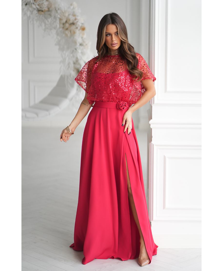 Vestito lungo elegante Rosso - ELEONORA