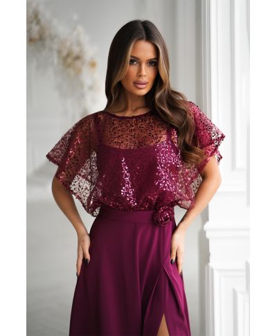 Abito lungo elegante bordeaux - ELEONORA