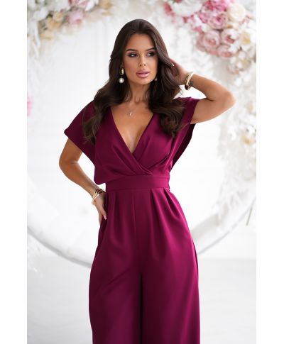 Tuta donna bordeaux con pantaloni a palazzo - Kil