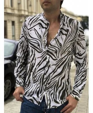 Camicia uomo fantasia - Collo coreana