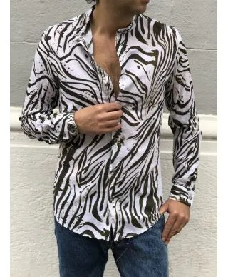 Camicia uomo fantasia - Collo coreana