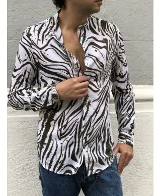Camicia uomo fantasia - Collo coreana