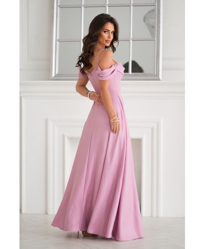 Abito da cerimonia rosa con spacco - Costa