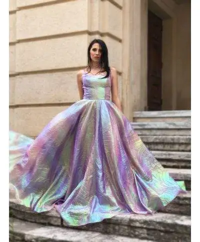 Abito cerimonia lungo - Multicolor - Gonna ampia