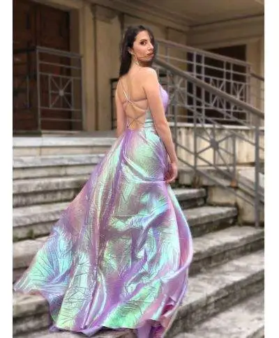 Abito cerimonia lungo - Multicolor - Gonna ampia