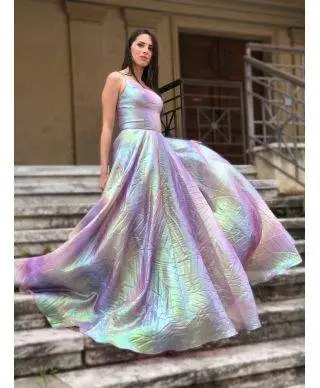 Abito cerimonia lungo - Multicolor - Gonna ampia
