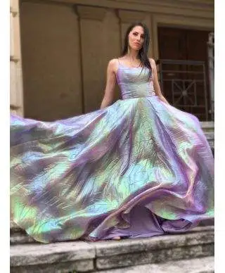 Abito cerimonia lungo - Multicolor - Gonna ampia