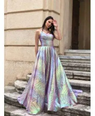 Abito cerimonia lungo - Multicolor - Gonna ampia