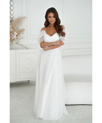 Vestito lungo elegante - In tulle – Bianco