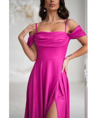 Abito da cerimonia fucsia con spacco - Costa
