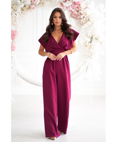 Tuta donna bordeaux con pantaloni a palazzo - Kil