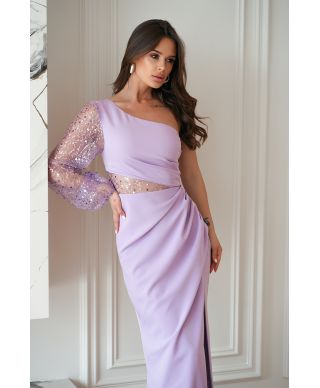 Vestito lungo elegante - Glicine - Monospalla