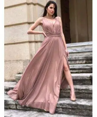 Vestito lungo elegante, oro - Schiena scoperta