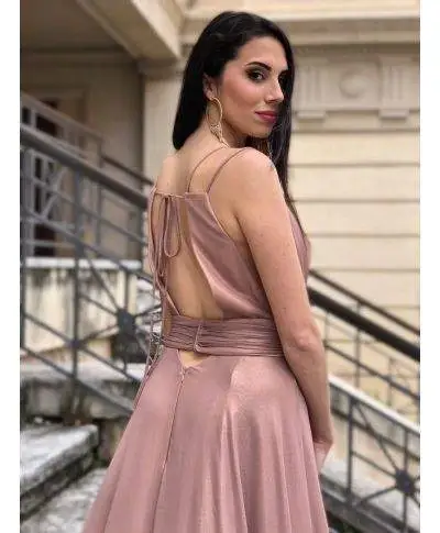 Vestito lungo elegante, oro - Schiena scoperta