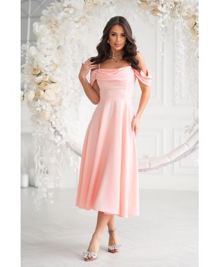 Abito midi elegante in Raso - Scollo Morbido e Spalline scorrevoli