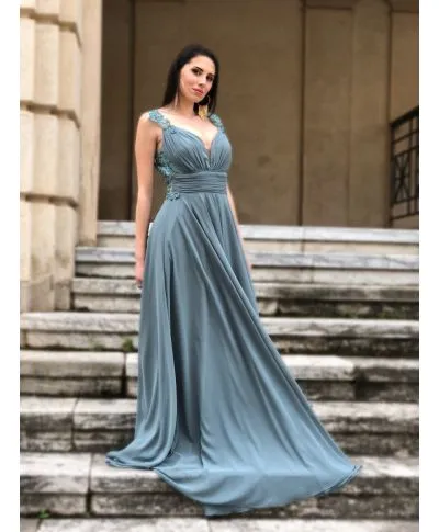 Vestito lungo elegante - Verde - Schiena scoperta